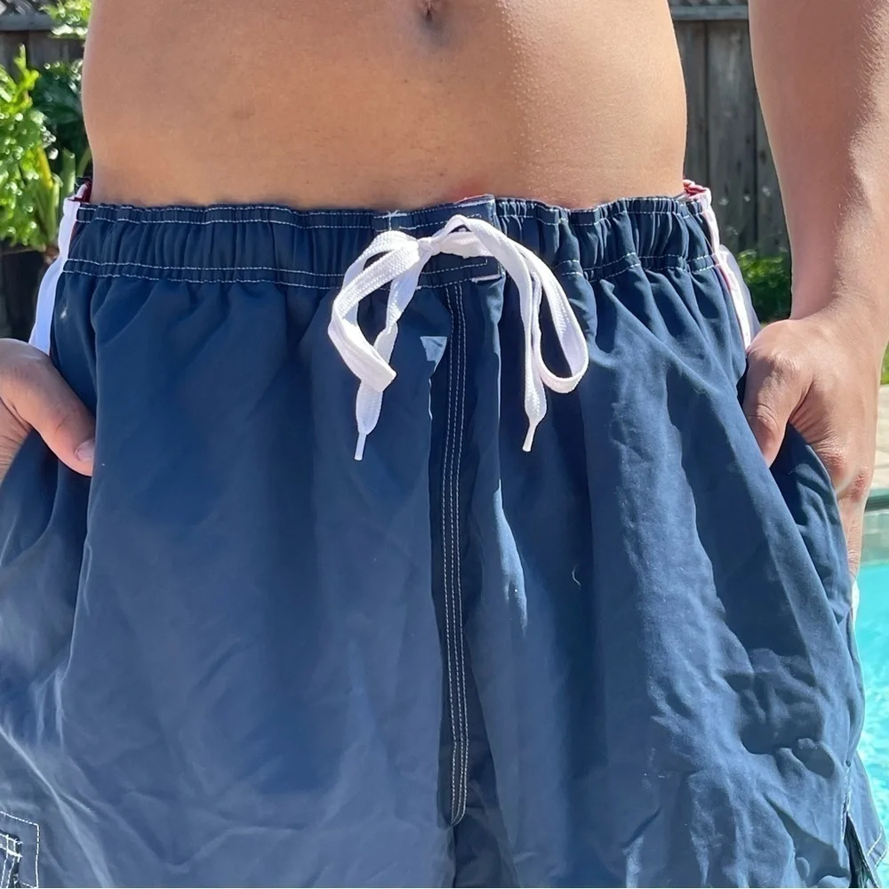 NWT Club Room 2XL Navy Red & White Swim Shorts with Cargo Pockets MT04